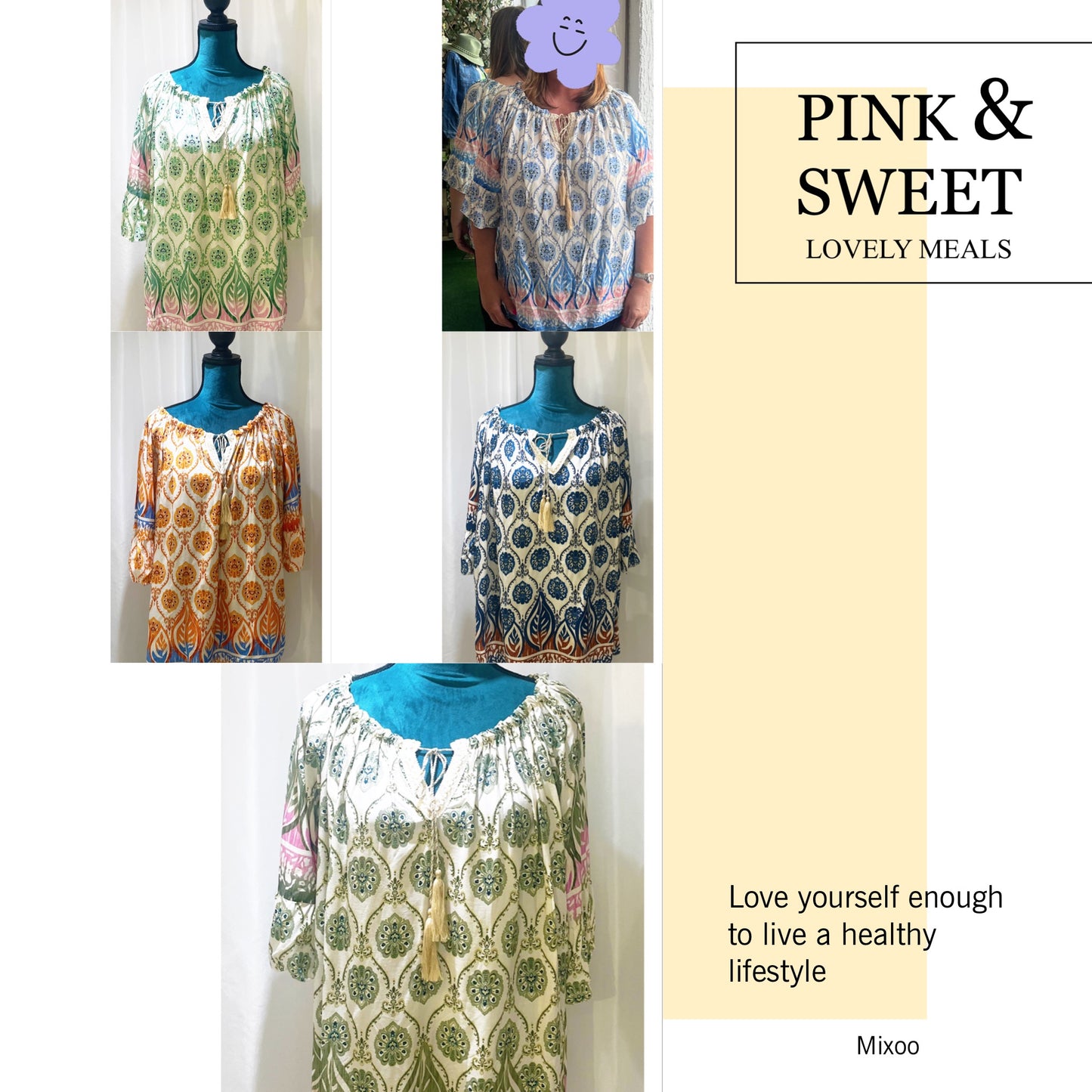 Tunique motifs colorés Modèle Feuilles 🍃