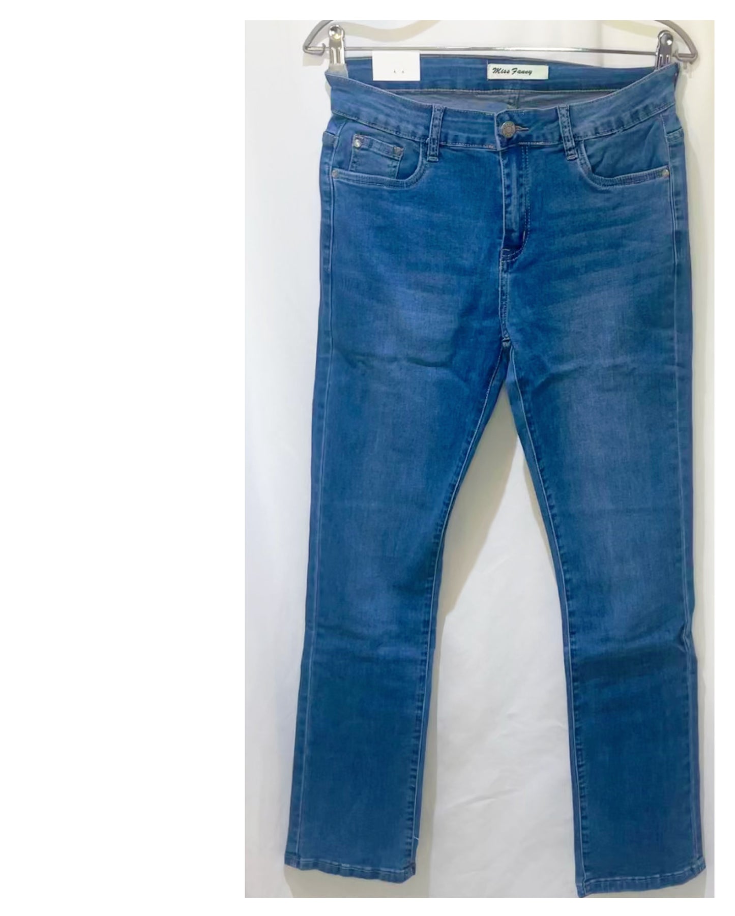 Jean Miss Fany – Coupe droite taille haute, clair délavé 👖✨