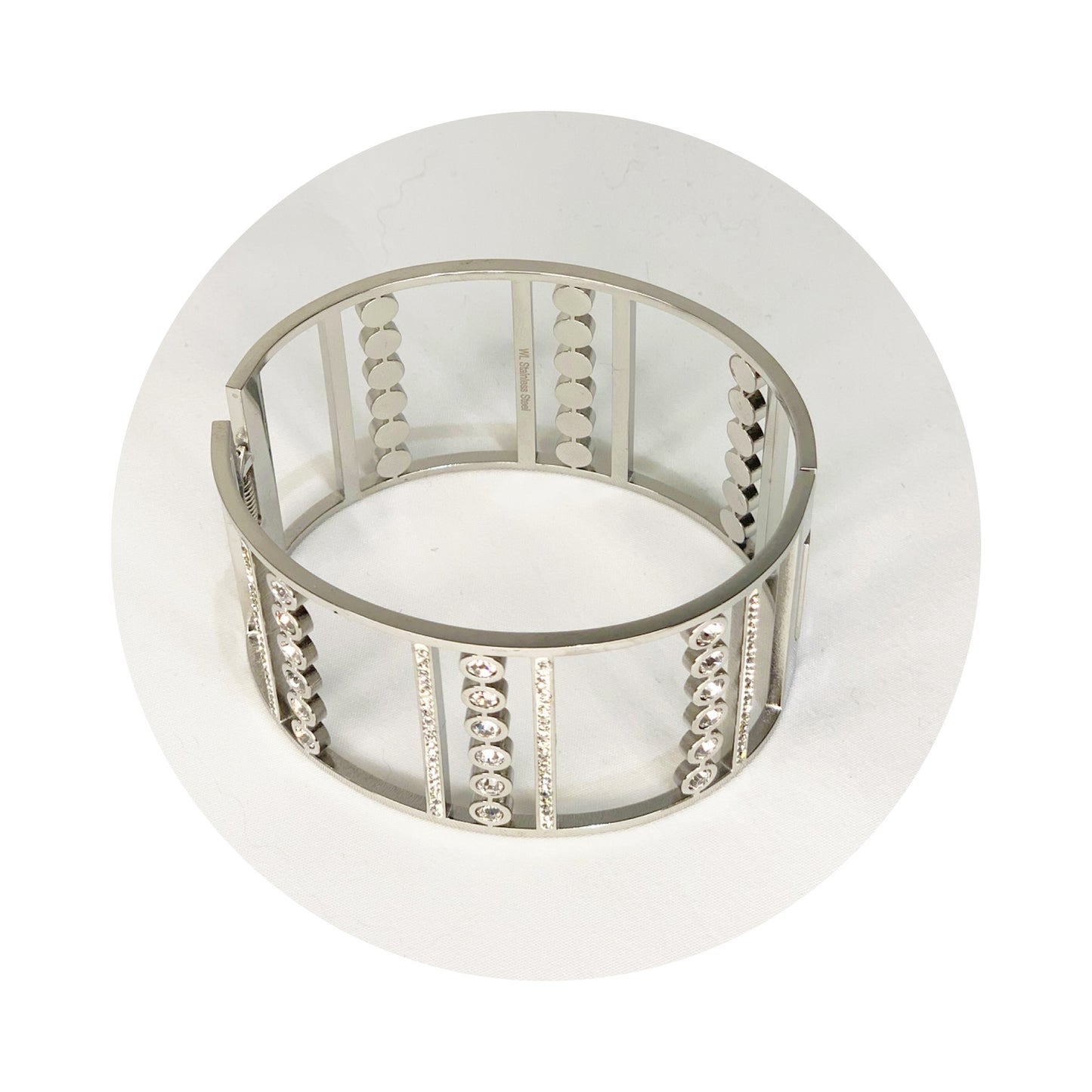 Manchette Acier Doré ou Argent avec Strass très Chic