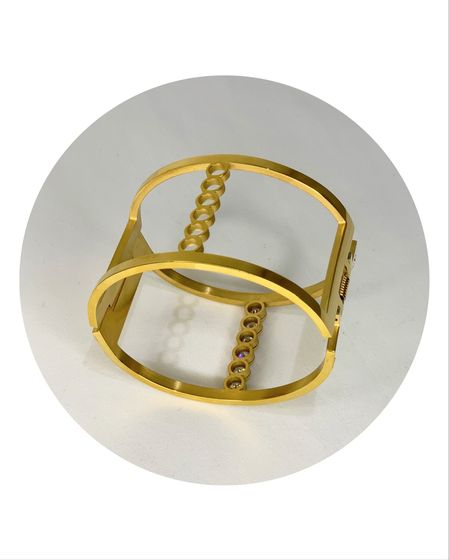 Manchette Acier Doré ou Argent avec Strass très Chic