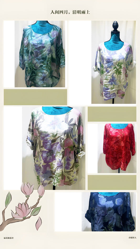 Tunique modèle Floral impression Lin