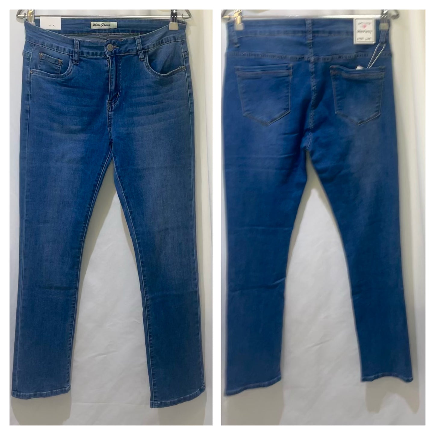 Jean Miss Fany – Coupe droite taille haute, clair délavé 👖✨