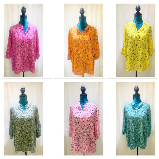 Chemise impression lin modèle Arrête de motif sardine 🐟