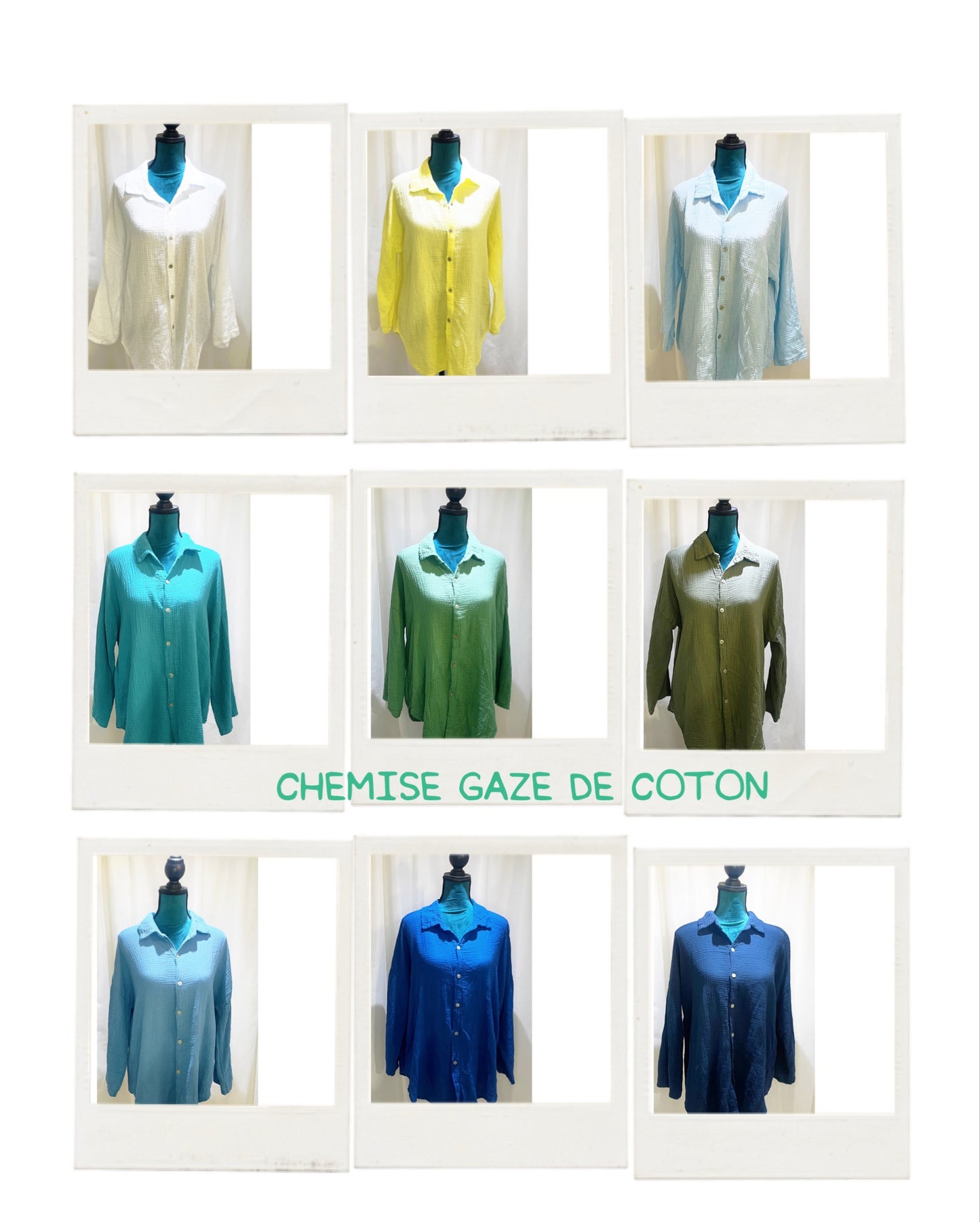 Chemise aspect chiffonnée Gaze de Coton modèle Vivie