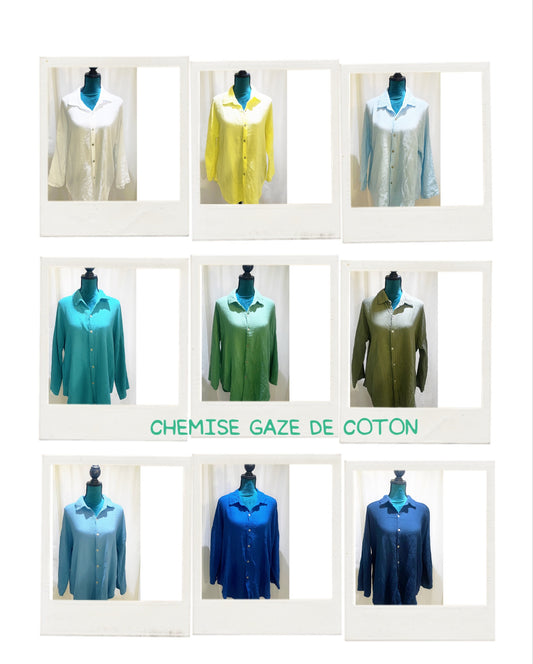 Chemise aspect chiffonnée Gaze de Coton modèle Vivie