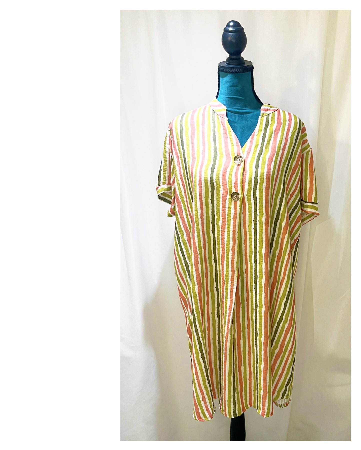 Robe trapèze imprimés lignes modèle Soraya