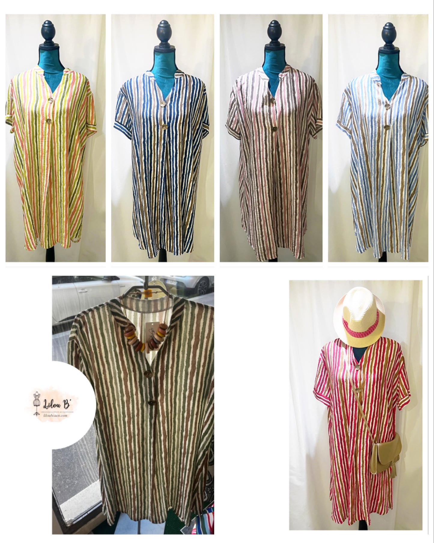 Robe trapèze imprimés lignes modèle Soraya