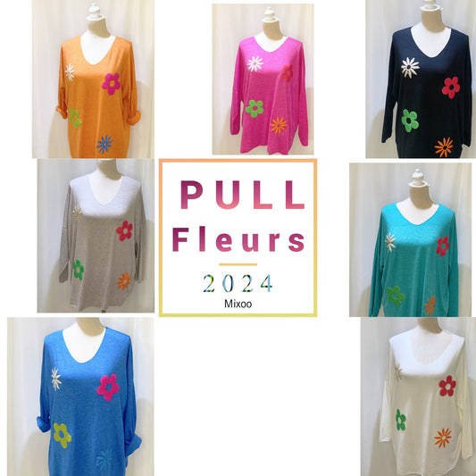 Pull motif 3D fleurs modèle Anémone