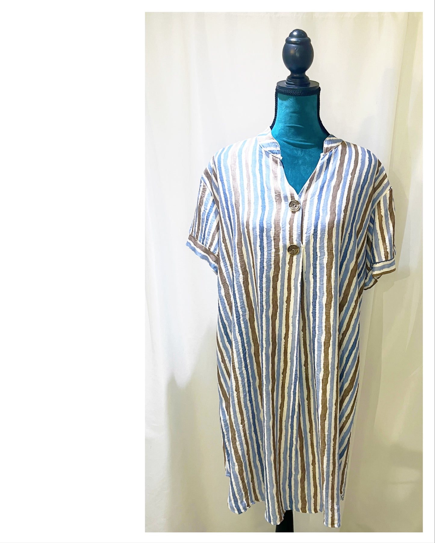 Robe trapèze imprimés lignes modèle Soraya