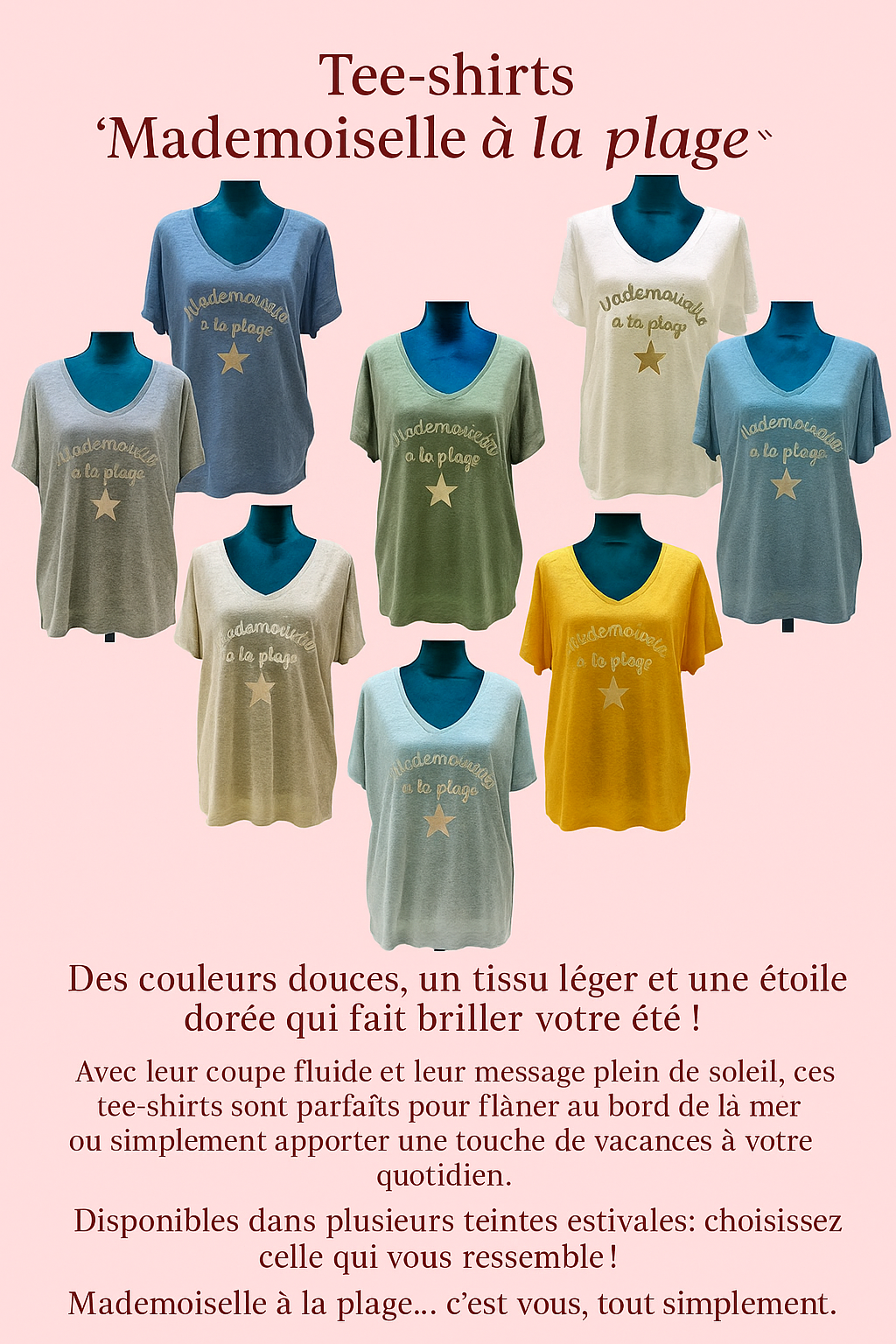 T-Shirt  modèle Mademoiselle à la plage