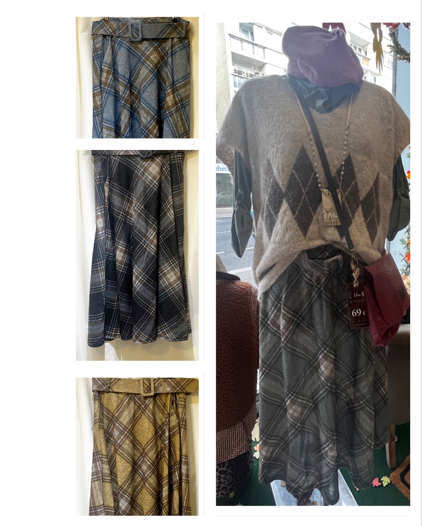 Jupe motif écossais modèle Clea