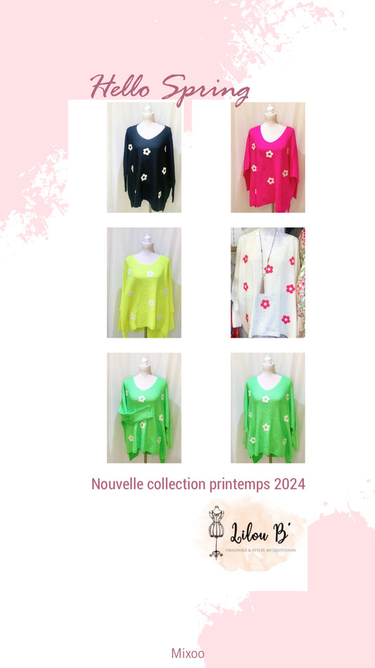 Pull  modèle Orchidée petites fleurs 3D